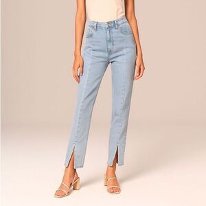 Abercrombie & Fitch 90s Straight‎ Jeans Women's 29 Short Light Wash Split Hem